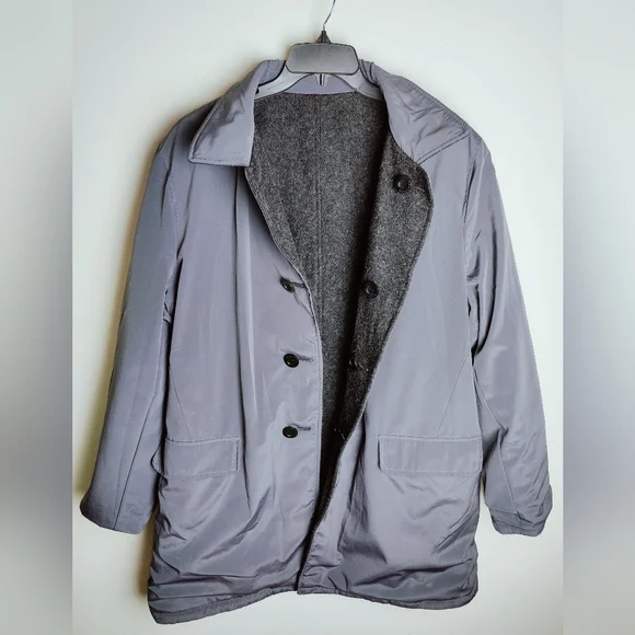 Kenneth Cole Reaction Men's Reversible 20 oz Wool Top Overcoat Car Coat, Sz L